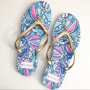 [Lilly Pulitzer] Target Gold Print Flip Flops
